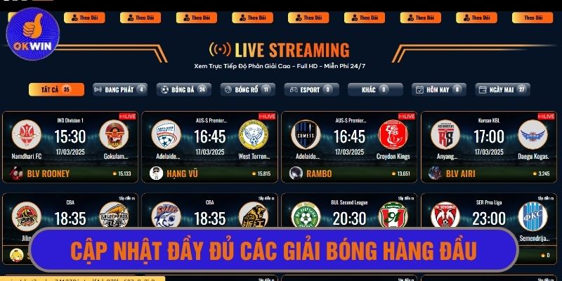 Cập nhật đầy đủ mọi giải đấu bóng đá thu hút trên thị trường